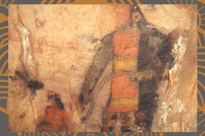 pintura en pared de un guerrero Olmeca.